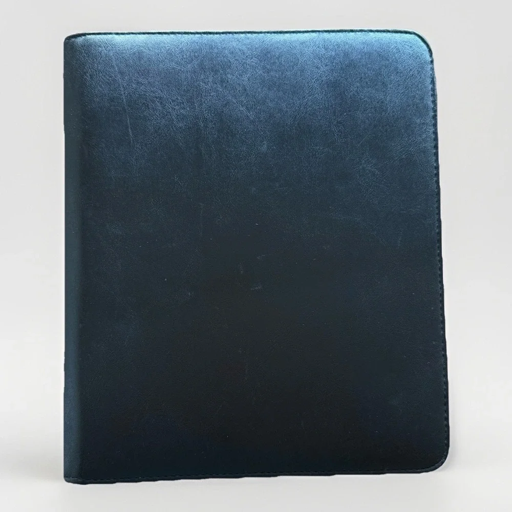 Large Franklin Covey Amway Binder 3 Ring Black Faux Leather Full Zip‎ Office